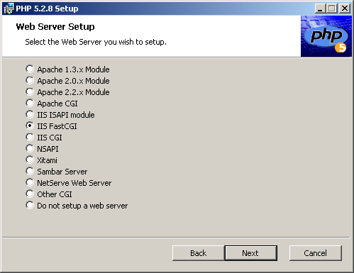 Choose fcgi iis